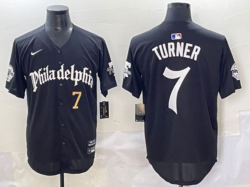 Men 2025 Philadelphia Phillies #7 Turner Black Five generations Joint Name Nike MLB Jersey style 6->philadelphia phillies->MLB Jersey